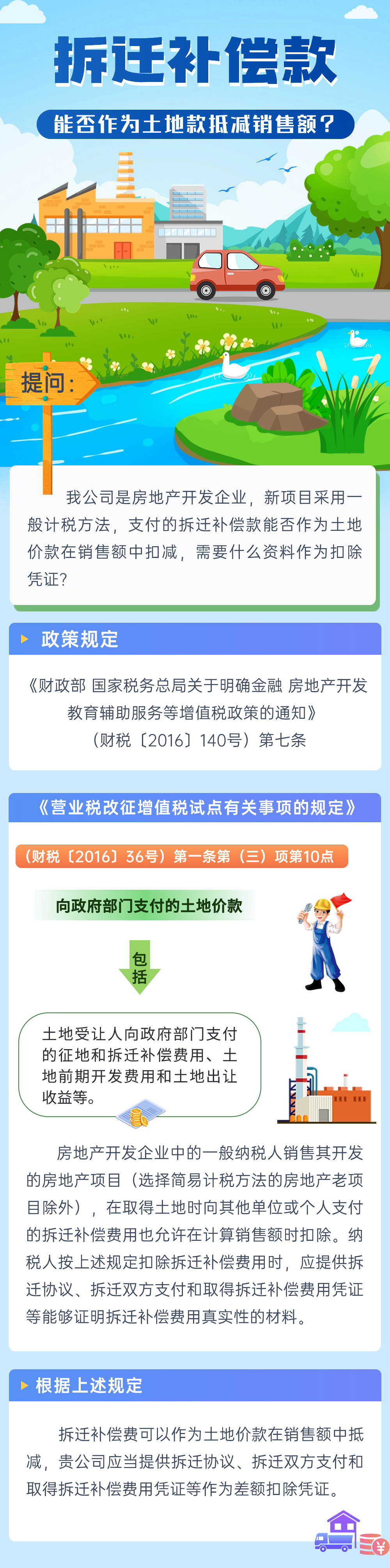 拆迁补偿款能否作为土地款抵减销售额？